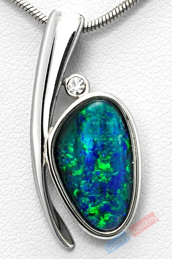 Stříbrný přívěšek (Ag 925/1000) s drahým opálem QAA, cca 18 x 13 mm, RARITA (ODR1284P)