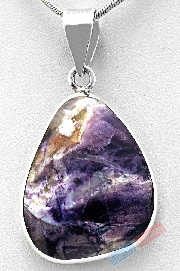 Stříbrný přívěšek (Ag 925/1000) s Tiffany Stone QA, kapka cca 30 mm, RARITA (TF1029P)