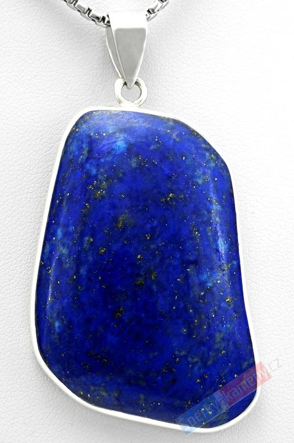 Stříbrný přívěšek (Ag 925/1000) s lapisem lazuli QAA, cca 48 x 34 mm (LL5151P)