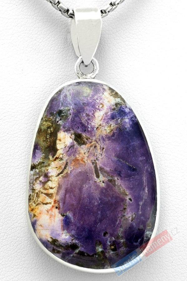Stříbrný přívěšek (Ag 925/1000) s Tiffany Stone QA, cca 39 x 27 mm, RARITA (TF9084P)