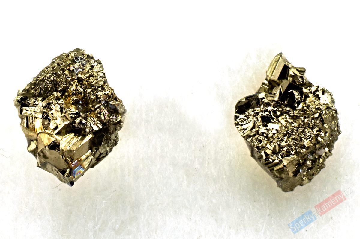 Náušnice - puzetky z pyritu, cca 9 x 7 mm (PY106U)
