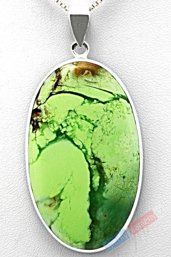 Stříbrný přívěšek (Ag 925/1000) s lemon chryzoprasem QAA, velký ovál cca 52 mm, RARITA (CHRL1392P)