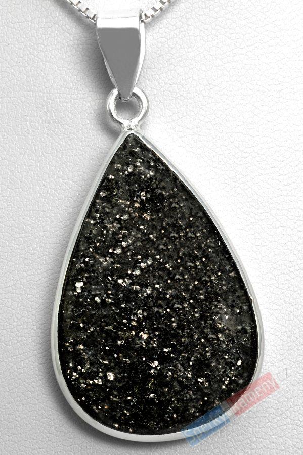 Stříbrný přívěšek (Ag 925/1000) s Black Sun Stone QA, kapka cca 38 mm, RARITA (BSS1212P)