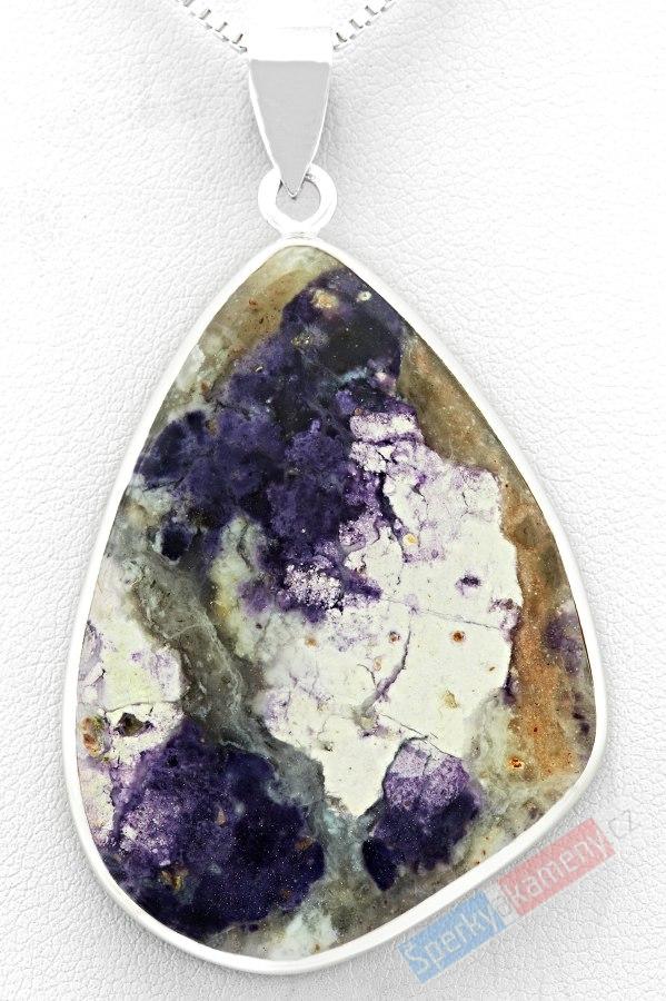 Stříbrný přívěšek (Ag 925/1000) s Tiffany Stone QA, kapka cca 47 x 35 mm, RARITA (TF1028P)