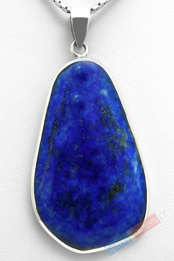 Velký stříbrný přívěšek (Ag 925/1000) s lapisem lazuli QAA, cca 52 x 31 mm (LL5154P)