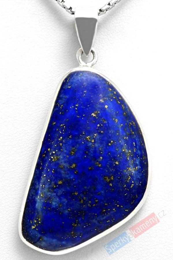 Stříbrný přívěšek (Ag 925/1000) s lapisem lazuli QAA, cca 43 x 28 mm (LL5155P)