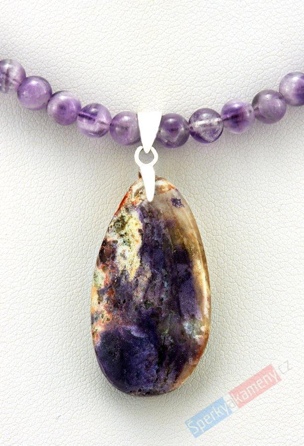Originální náhrdelník z ametystu QA s přívěškem z Tiffany Stone QA (RARITA), stříbro Ag 925/1000 (TFA7870S)