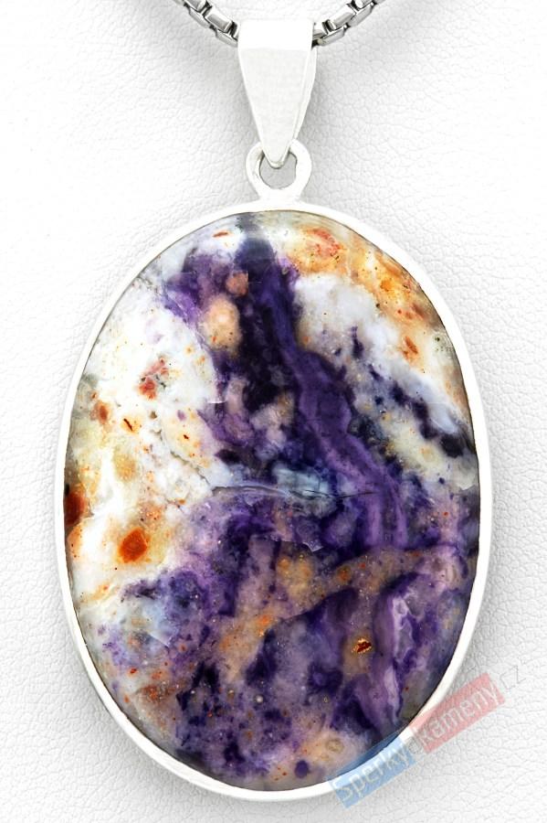 Stříbrný přívěšek (Ag 925/1000) s Tiffany Stone QA, ovál cca 44 x 32 mm, RARITA (TF1213P)