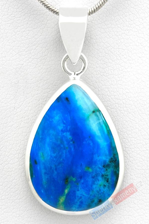 Stříbrný přívěsek (Ag 925/1000) s peruánským opálem QA, kapka cca 25 x 19 mm, RARITA (OPE1088P)