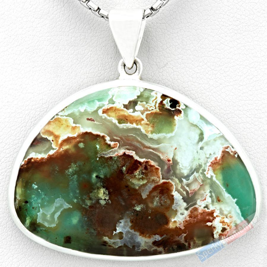 Stříbrný přívěšek (Ag 925/1000) s Gem Silica QA, cca 32 x 44 mm, RARITA (GS2421P)