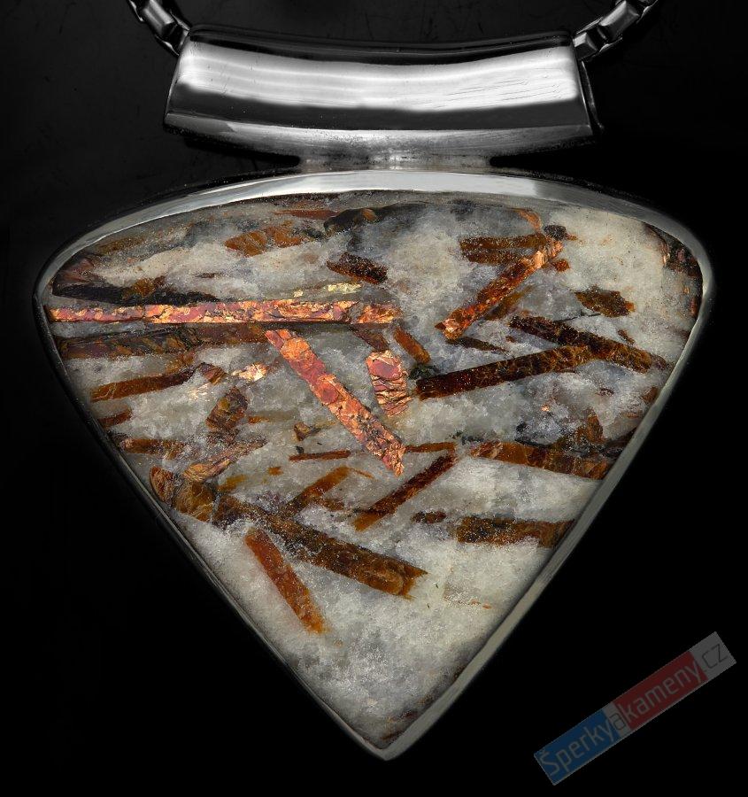Unisex stříbrný přívěšek (Ag 925/1000) s astrofylitem QAA,cca 28 x 32 mm, RARITA (ASF9680P)