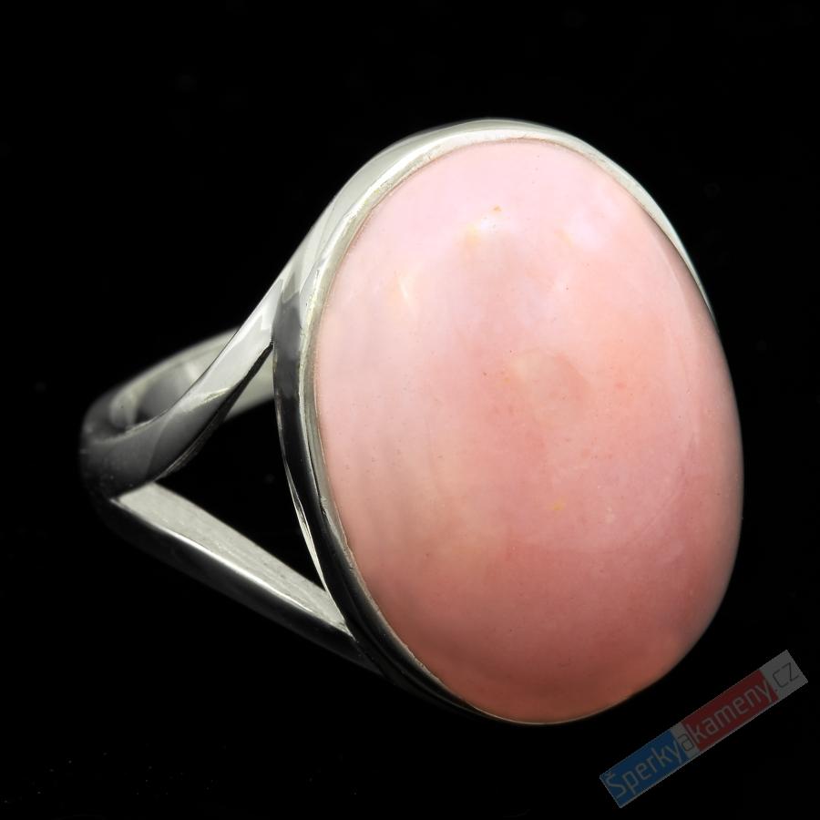 Stříbrný prsten (Ag 925/1000) s andským opálem QA, vel. kamene cca 20 mm, světle růžová barva, RARITA (OA5151R)