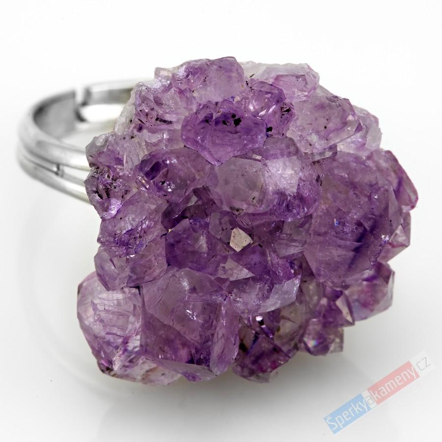Prsten z drůzy ametystu QA, velikost kamene cca 22 x 19 mm (AM178R)