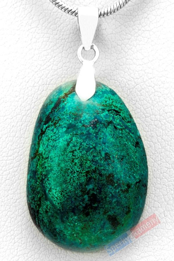 Unisex přívěsek z eilatského kamene QA, stříbro Ag 925/1000, cca 24 x 17 mm, RARITA (EIS7873P)