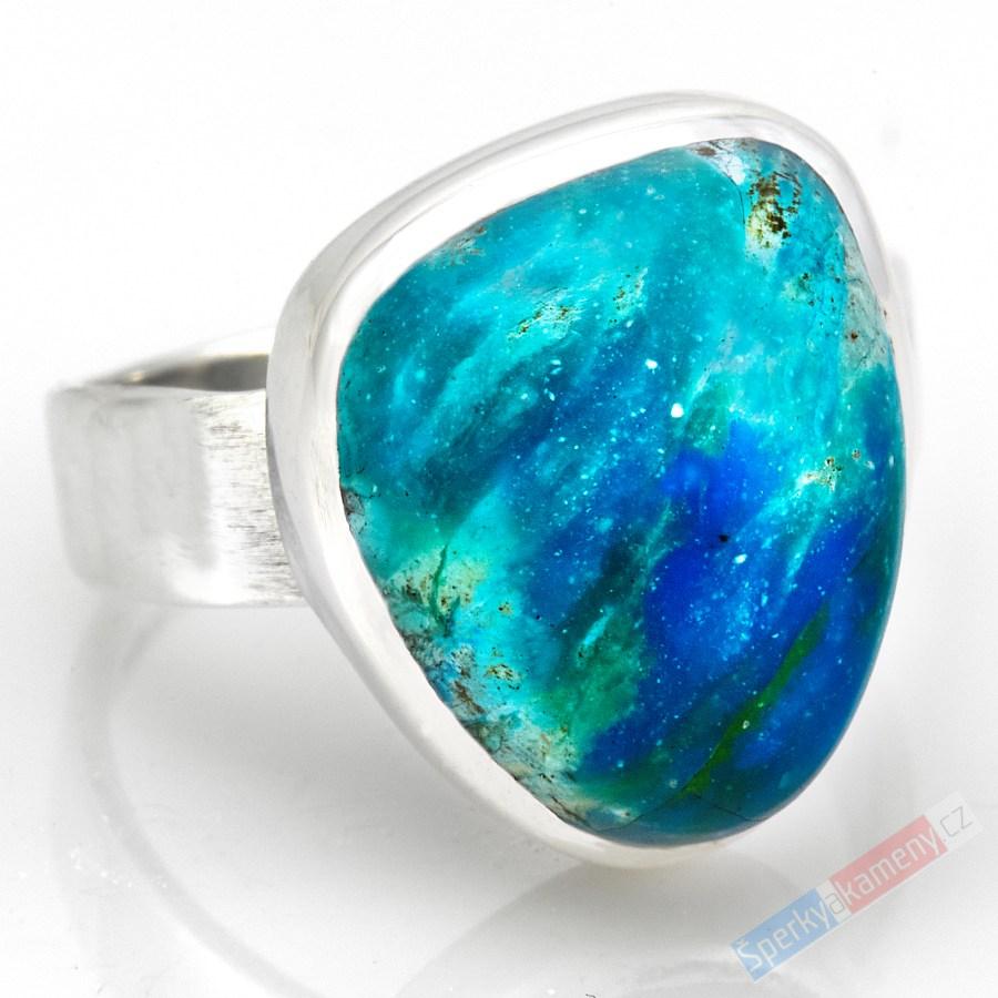 Stříbrný prsten (Ag 925/1000) s peruánským opálem QA, vel. kamene cca 17 x 14 mm, nádherné probarvení, RARITA (OPE8470R)