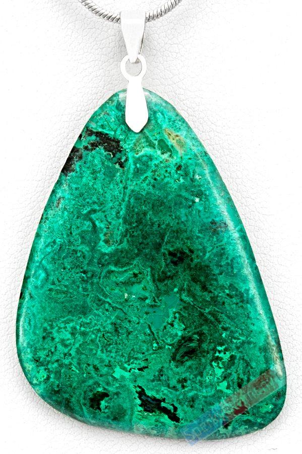 Velký přívěsek z eilatského kamene QA, stříbro Ag 925/1000, cca 42 x 31 mm, RARITA (EIS1214P)