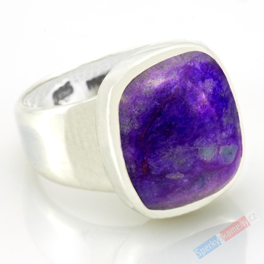 Unisex stříbrný prsten (Ag 925/1000) se sugilitem QAA, vel. kamene cca 17 x 15 mm, krásná barva, RARITA (SG1452R)