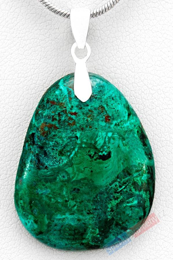 Přívěsek z eilatského kamene QA, stříbro Ag 925/1000, cca 27 x 21 mm, RARITA (EIS7875P)