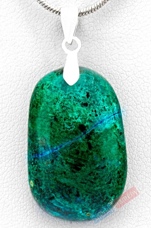 Přívěsek z eilatského kamene QA, stříbro Ag 925/1000, ovál cca 25 x 17 mm, RARITA (EIS7865P)