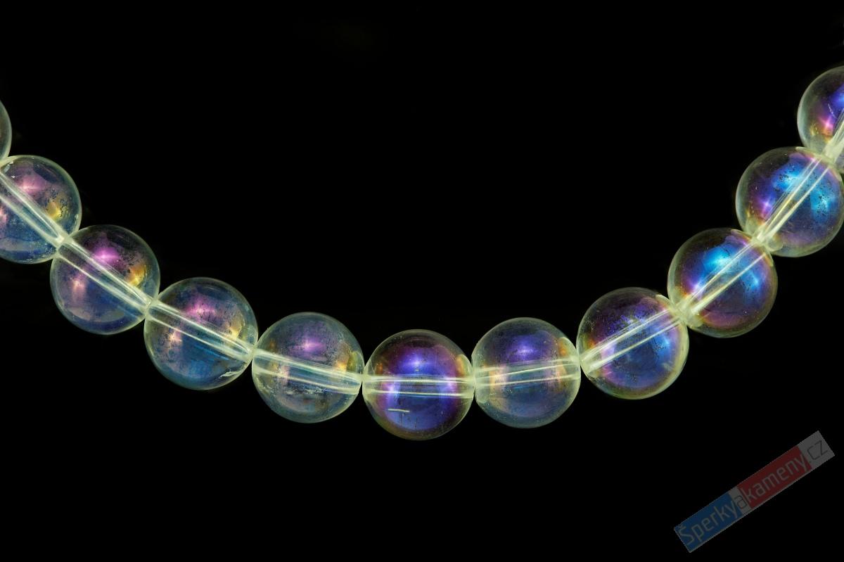 Náhrdelník z křišťálu Aqua Aura QA, kuličky cca 11 mm, stříbro Ag 925/1000 (KR6050S)