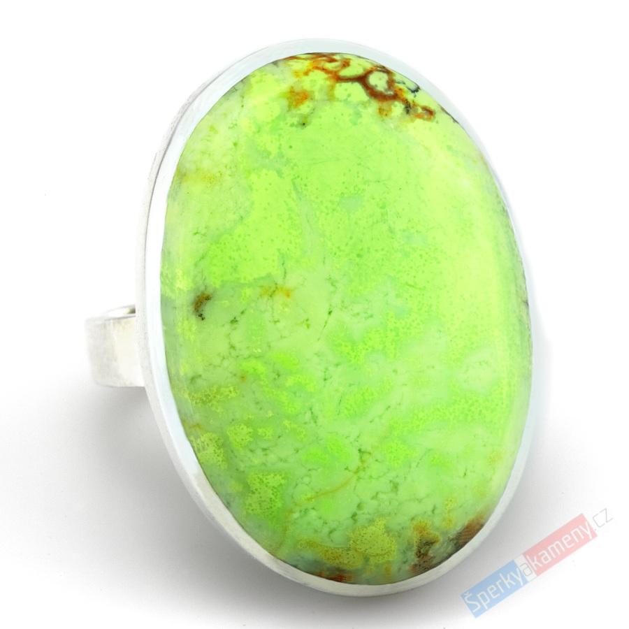 Velký stříbrný prsten (Ag 925/1000) s lemon chryzoprasem QAA, vel. kamene cca 34 x 24 mm, RARITA (CHRL1331R)