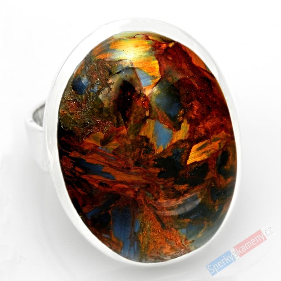 Velký unisex stříbrný prsten (Ag 925/1000) s pietersitem QAA, vel. kamene cca 27 x 21 mm, RARITA (PS8471R)