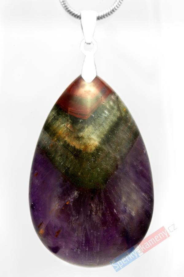 Přívěsek z kakoxenu, oblá kapka cca 35 x 23 mm, stříbro Ag 925/1000, RARITA (KK6054P)