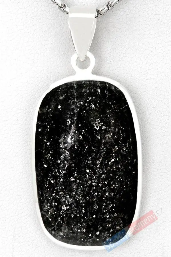 Unisex stříbrný přívěsek (Ag 925/1000) s Black Sun Stone QA, cca 35 x 23 mm, RARITA (BSS1029P)