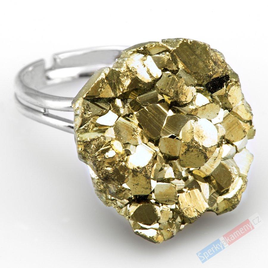 Prsten z pyritu QA, vel. kamene cca 20 x 18 mm (PY205R)