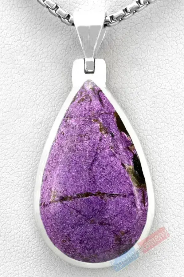 Stříbrný přívěsek (Ag 925/1000) s purpuritem QA, kapka cca 31 mm, RARITA (PU1026P)