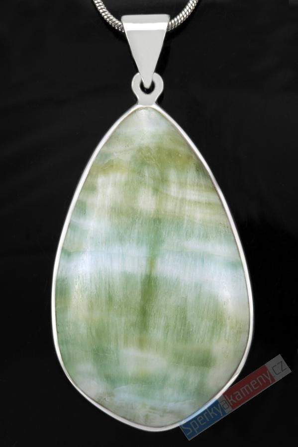 Stříbrný přívěsek (Ag 925/1000) se smithsonitem QA, kapka cca 44 mm, RARITA (SN1512P)