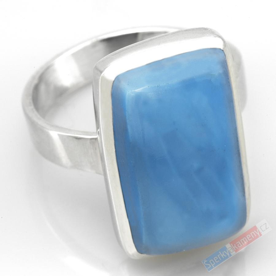 Stříbrný prsten (Ag 925/1000) s modrým australským opálem QA, vel. kamene cca 21 x 13 mm, RARITA (OPM4527R)