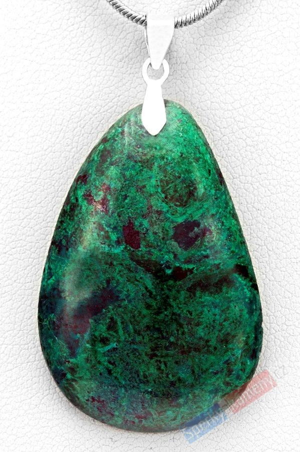 Unisex přívěsek z eilatského kamene QA, stříbro Ag 925/1000, kapka cca 35 x 24 mm, RARITA (EIS1331P)