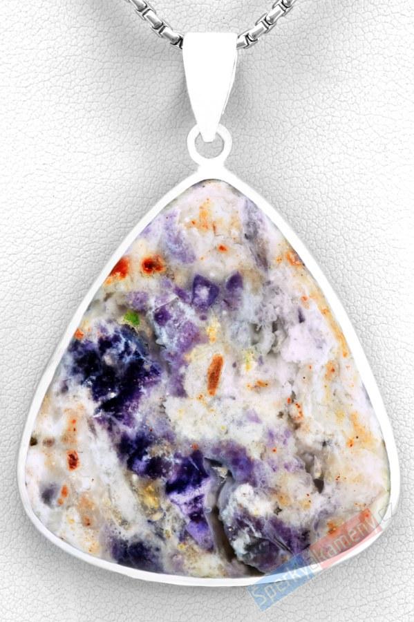 Stříbrný přívěsek (Ag 925/1000) s Tiffany Stone QA, velká široká kapka cca 44 x 40 mm, RARITA (TF1215P)