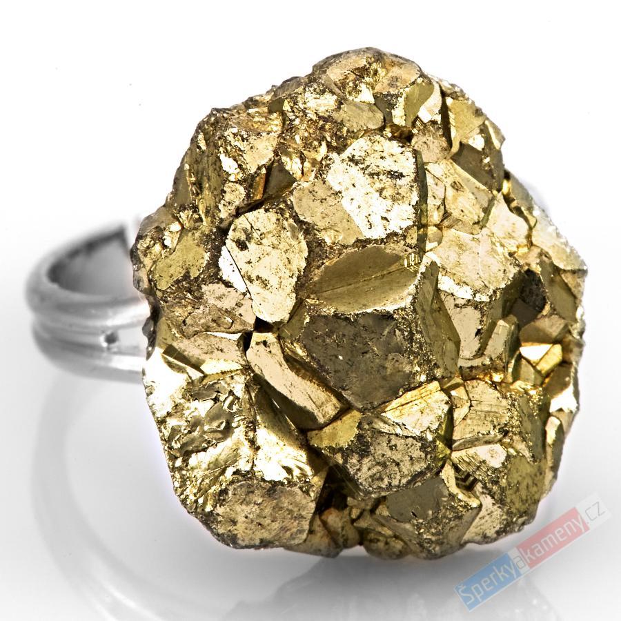 Prsten z pyritu QA, vel. kamene cca 18 x 16 mm (PY206R)
