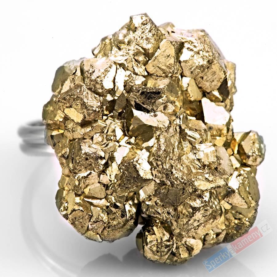 Prsten z pyritu QA, vel. kamene cca 25 x 22 mm (PY207R)