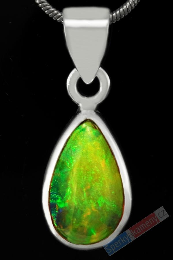 Stříbrný přívěsek (Ag 925/1000) s drahým opálem QAA, kapka cca 16 x 11 mm, RARITA (ODR1210P)