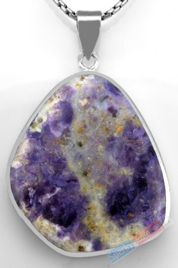 Větší stříbrný přívěsek (Ag 925/1000) s Tiffany Stone QA, cca 41 x 36 mm, RARITA (TF1217P)