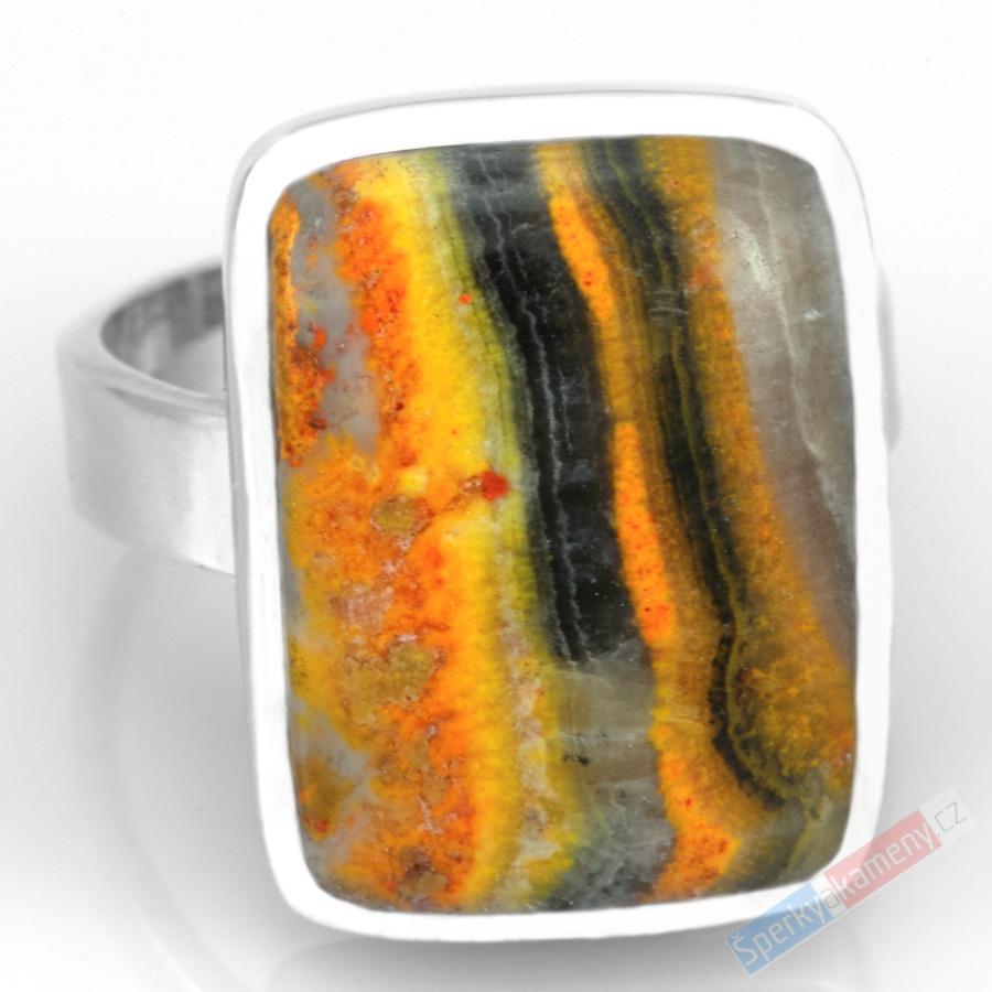 Unisex stříbrný prsten (Ag 925/1000) s bumblebee jaspisem QAA, vel. kamene cca 21 x 16 mm, RARITA (JSB6053R)