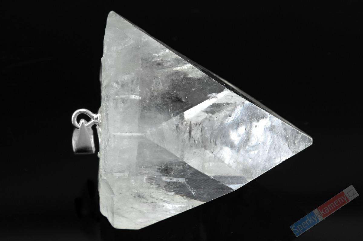 Přívěsek z krystalu přírodního apofylitu, stříbro Ag 925/1000, cca 28 x 22 mm, RARITA (FY1818P)