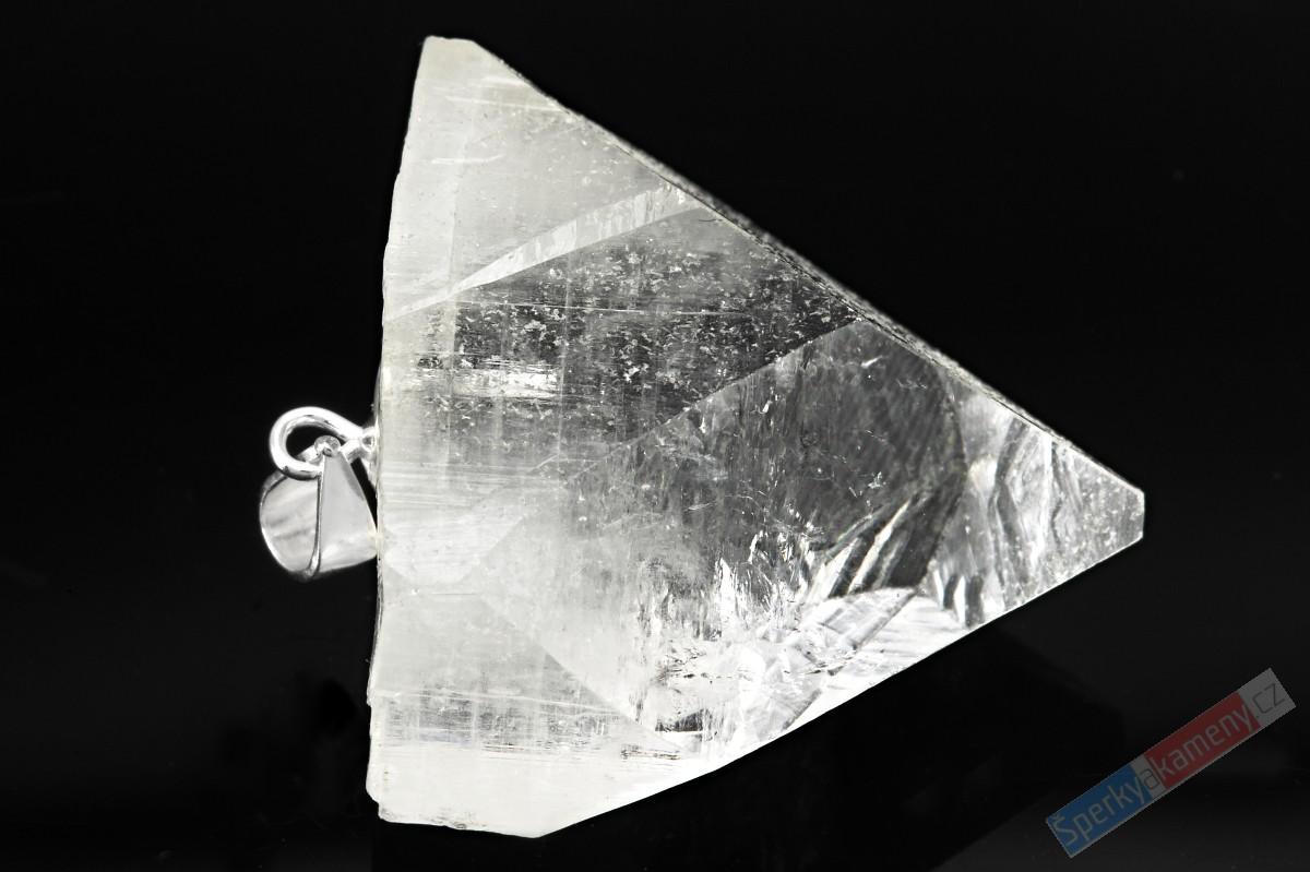 Přívěsek z krystalu přírodního apofylitu, stříbro Ag 925/1000, cca 26 x 23 mm, RARITA (FY1822P)
