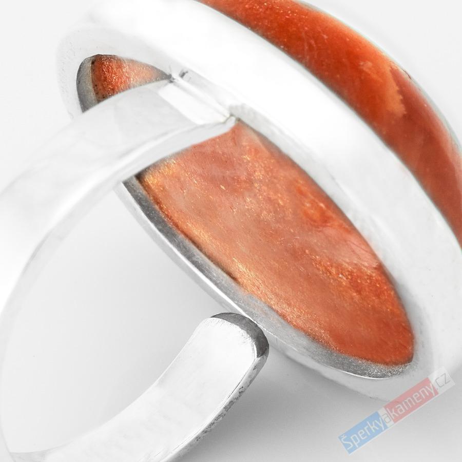 Velký stříbrný prsten (Ag 925/1000) se slunečním kamenem QA, vel. kamene cca 28 x 23 mm (SL1814R)
