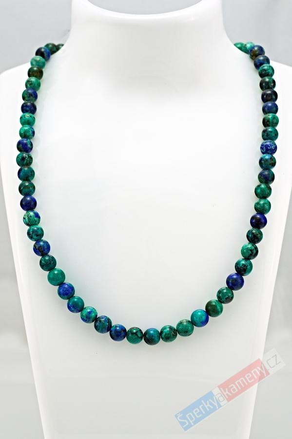 Náhrdelník z pravého azuritu QA, stříbro Ag 925/1000, kuličky cca 6 mm, RARITA (AR1093S)