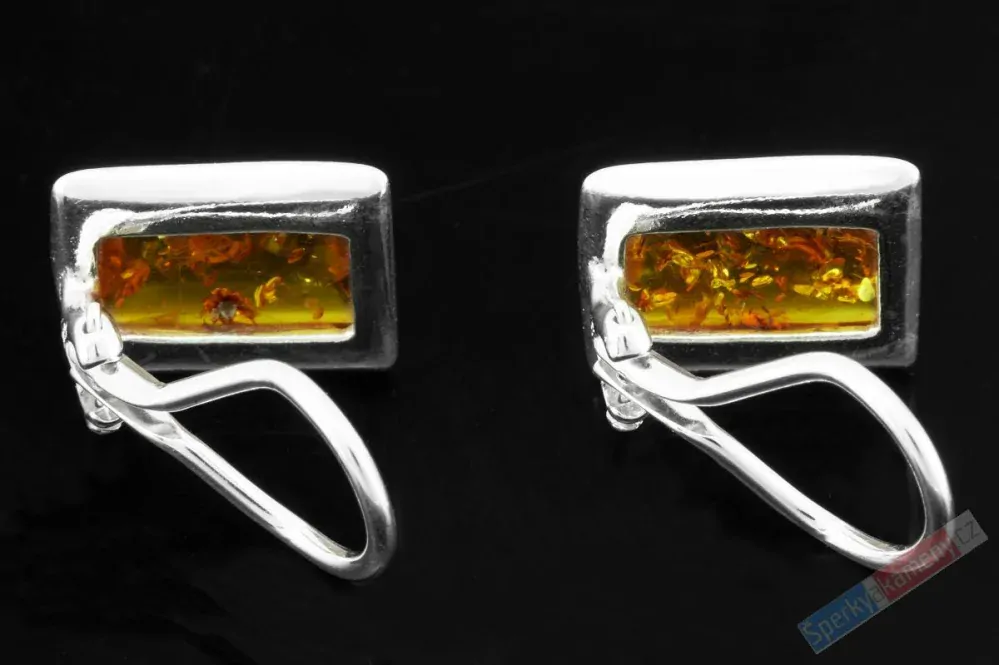 Stříbrné náušnice - klipsy (Ag 925/1000) s jantarem QA, cca 14 x 11 mm (JA5145U)