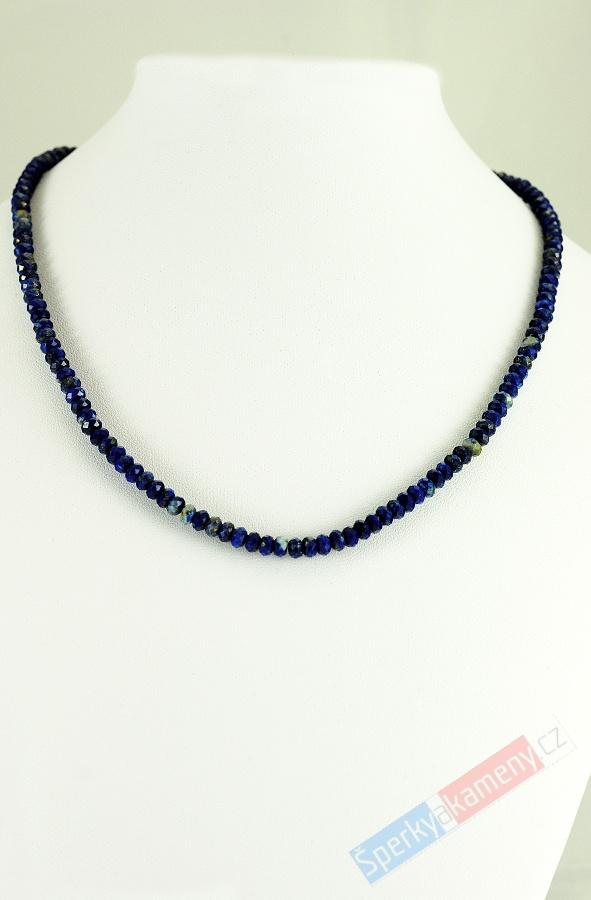 Náhrdelník z broušeného lapisu lazuli QA, kuličky cca 3-4 mm (LL450B)