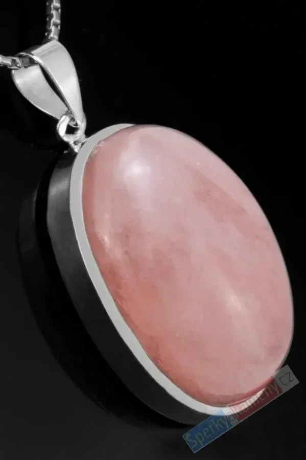 Větší stříbrný přívěsek (Ag 925/1000) s morganitem QAA, ovál cca 40 x 27 mm, nádherná barva (MG3025P)