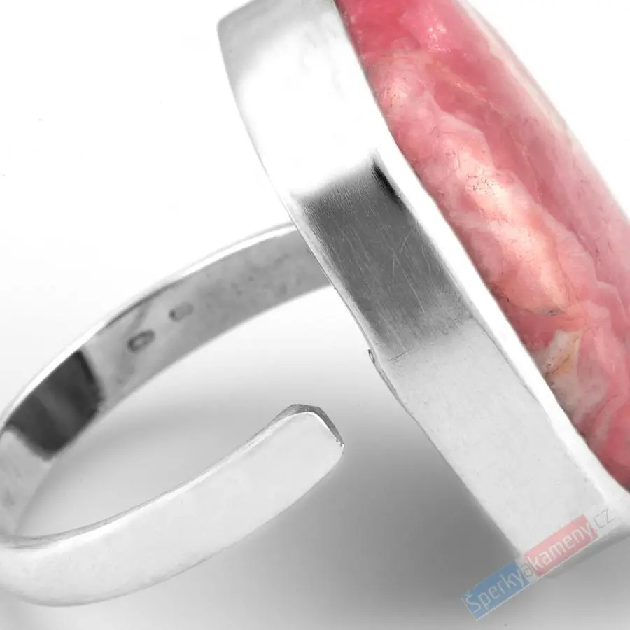 Stříbrný prsten (Ag 925/1000) s rodochrozitem QA, vel. kamene cca 26 x 19 mm, "růže pro princeznu" (RCH1573R) 