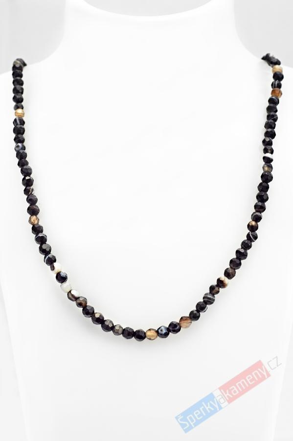 Náhrdelník z onyxu QA, broušené kuličky cca 3 mm (ON3025S)
