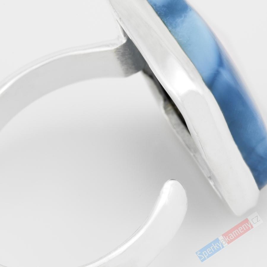 Unisex stříbrný prsten (Ag 925/1000) s modrým australským opálem QA, vel. kamene cca 19 x 17 mm, RARITA (OPM4537R)