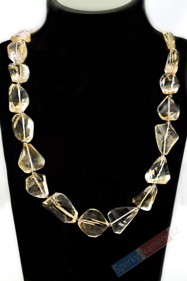 Náhrdelník z pravého přírodního citrínu QAA, nepravidelné valouny cca 15 až 20 mm, stříbro Ag 925/1000 (CI1999S)